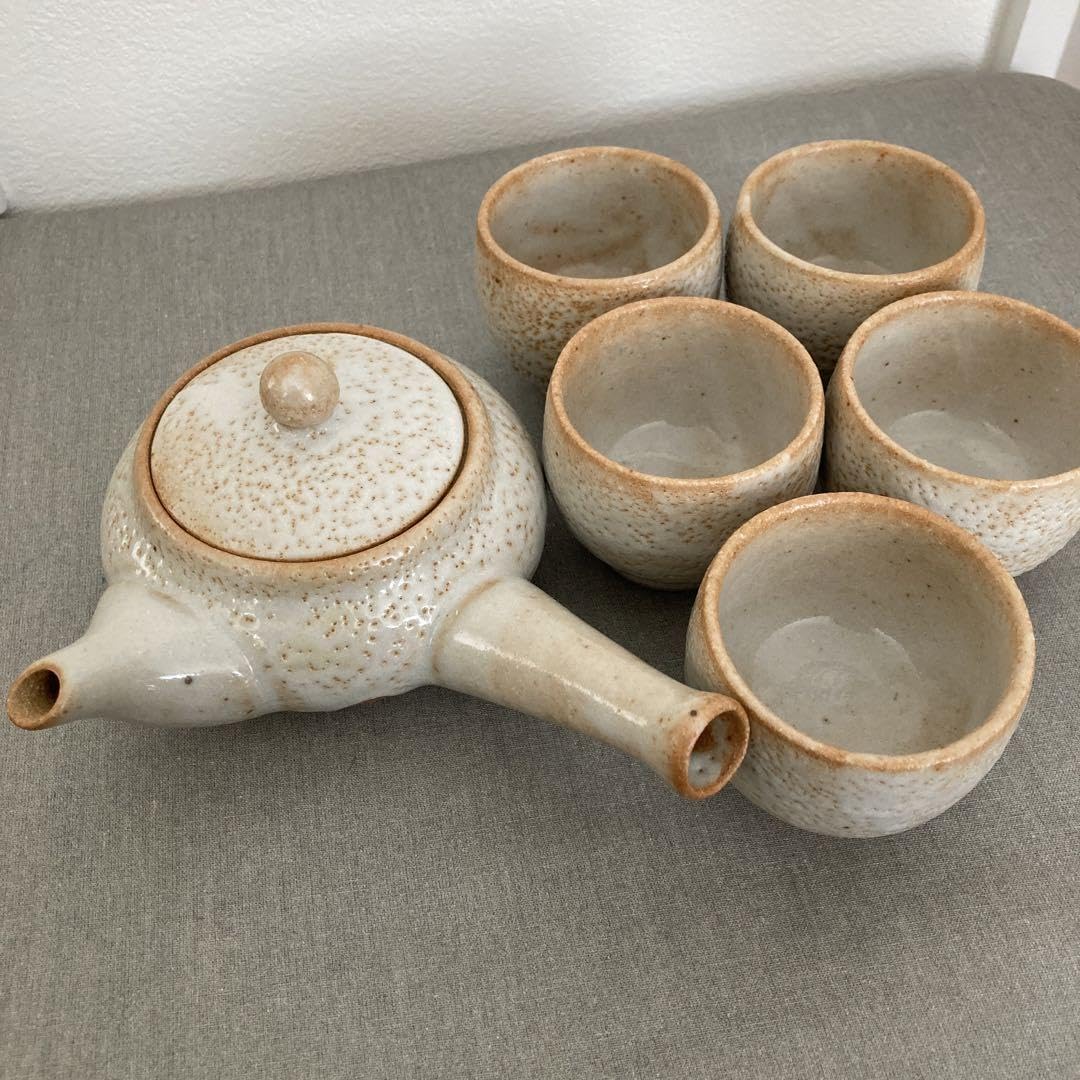 2166 志野焼　荘山窯　紅志野　茶器セット　急須1客　湯呑5客　未使用 Amazon.co.jp: 志野焼 旭山作 急須 湯呑みセット ホビー グッズ